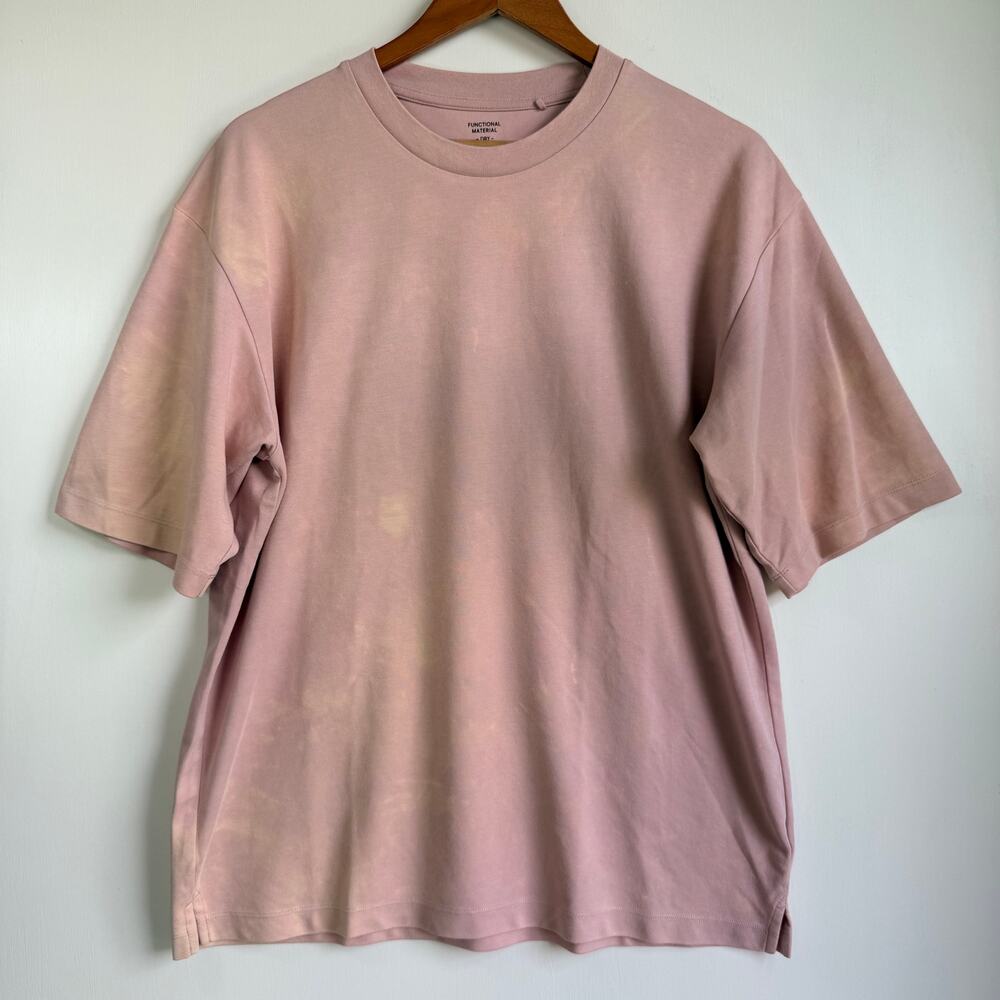 GU Functional Material Dry Peach Pink Oversized T-Shirt Wide Large Casual Tee
